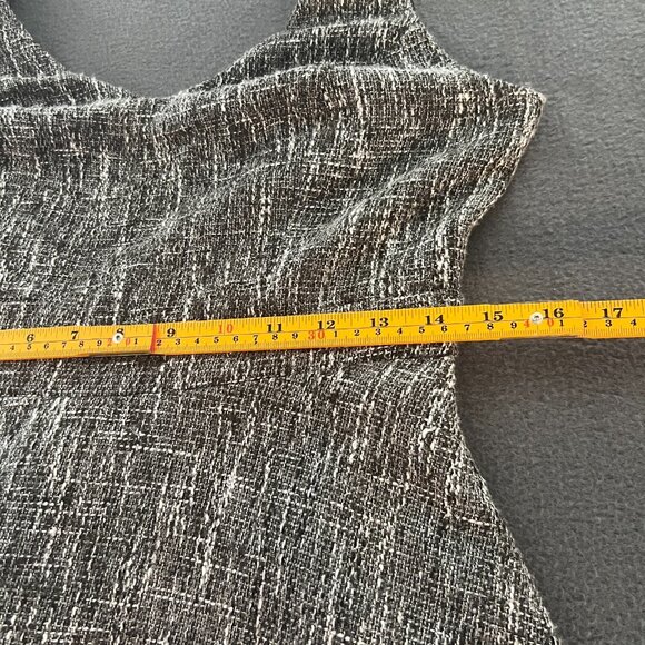 Lulus Tweed Fit & Flare Dress Size M Black White Sleeveless V-Neck Cocktail - Picture 9 of 10